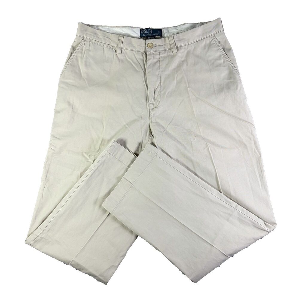 Polo Ralph Lauren Suffield Pants Mens 34/30 Beige Pleated Preppy Vintage Chino